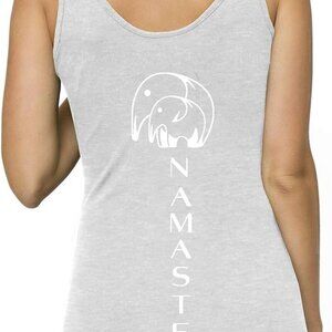 Grey Organic Cotton Yoga Tank Top with Moon Phases Prints for Women